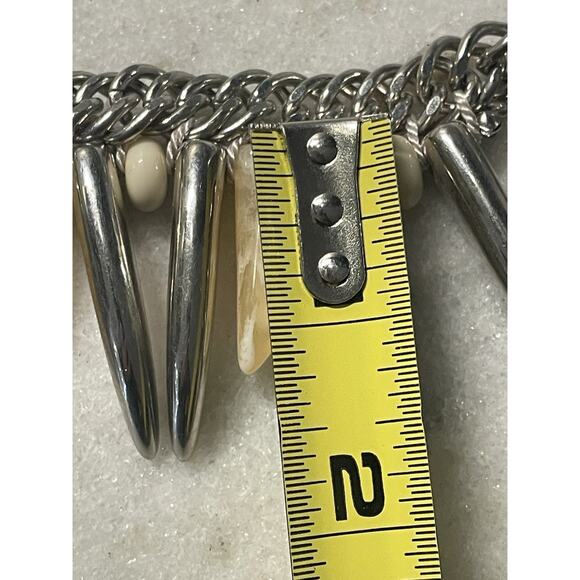 Vintage Guess Silver & Stone Claw Beaded Chain Choker Necklace - Picture 8 of 8